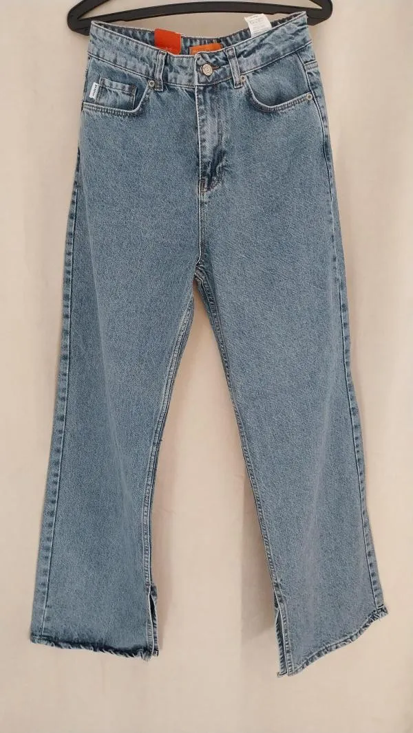 Blugi Madmext EU 36 | Albastru, Lungi, Talie înaltă, Flared (Evazați) fit, Cu decupaje - Image 2