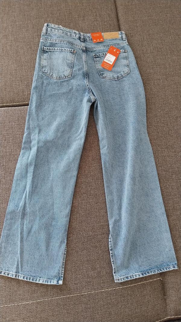 Blugi Madmext EU 36 | Albastru, Lungi, Talie înaltă, Flared (Evazați) fit, Cu decupaje - Image 3