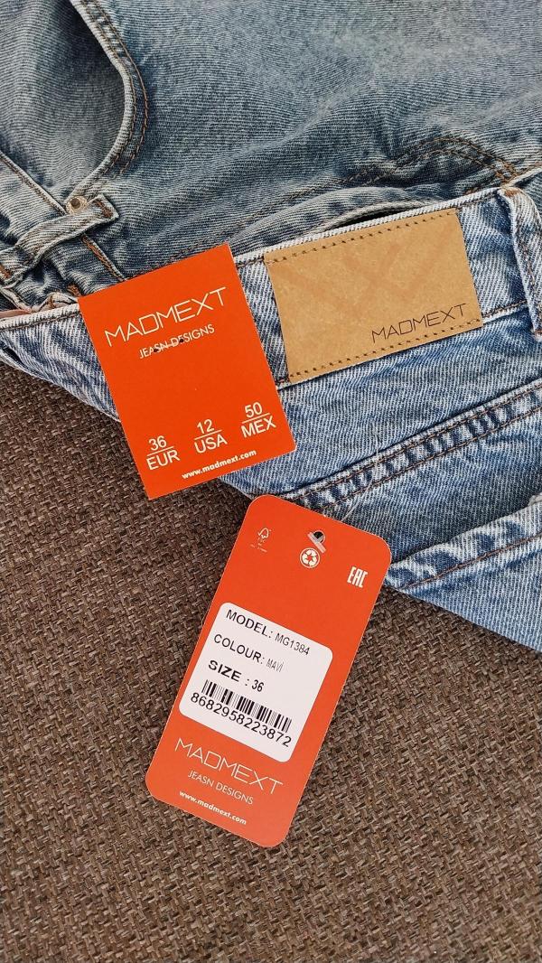 Blugi Madmext EU 36 | Albastru, Lungi, Talie înaltă, Flared (Evazați) fit, Cu decupaje - Image 5
