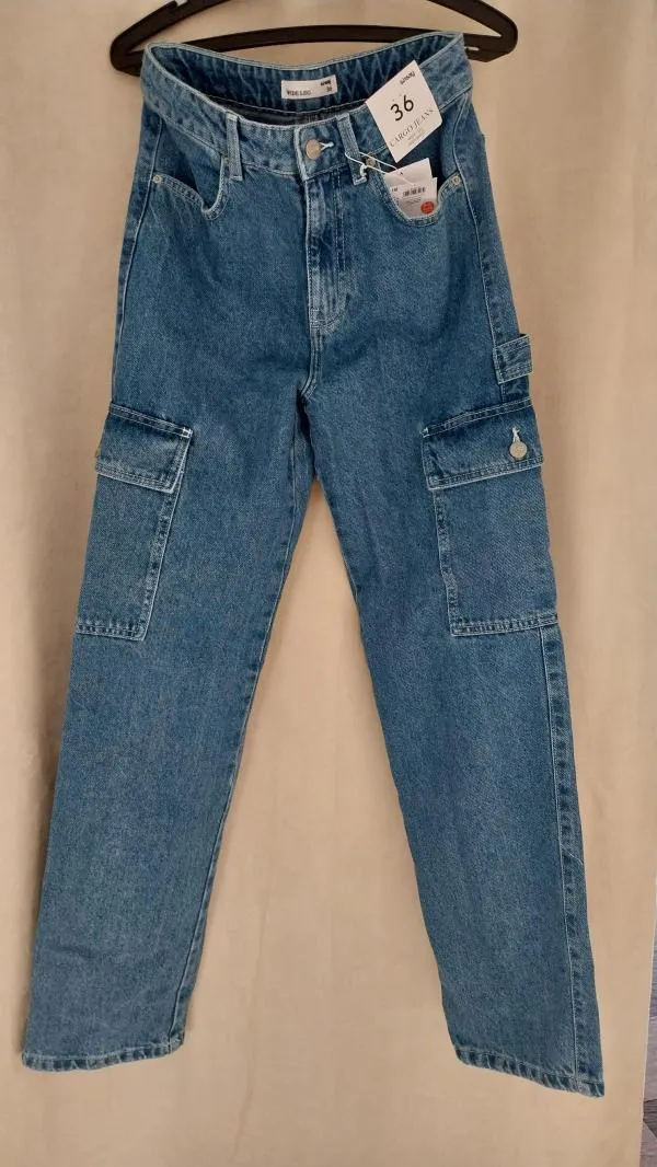 Blugi Sinsay EU 36 | Albastru, Lungi, Talie înaltă, Wide Leg fit, Bumbac - Image 6