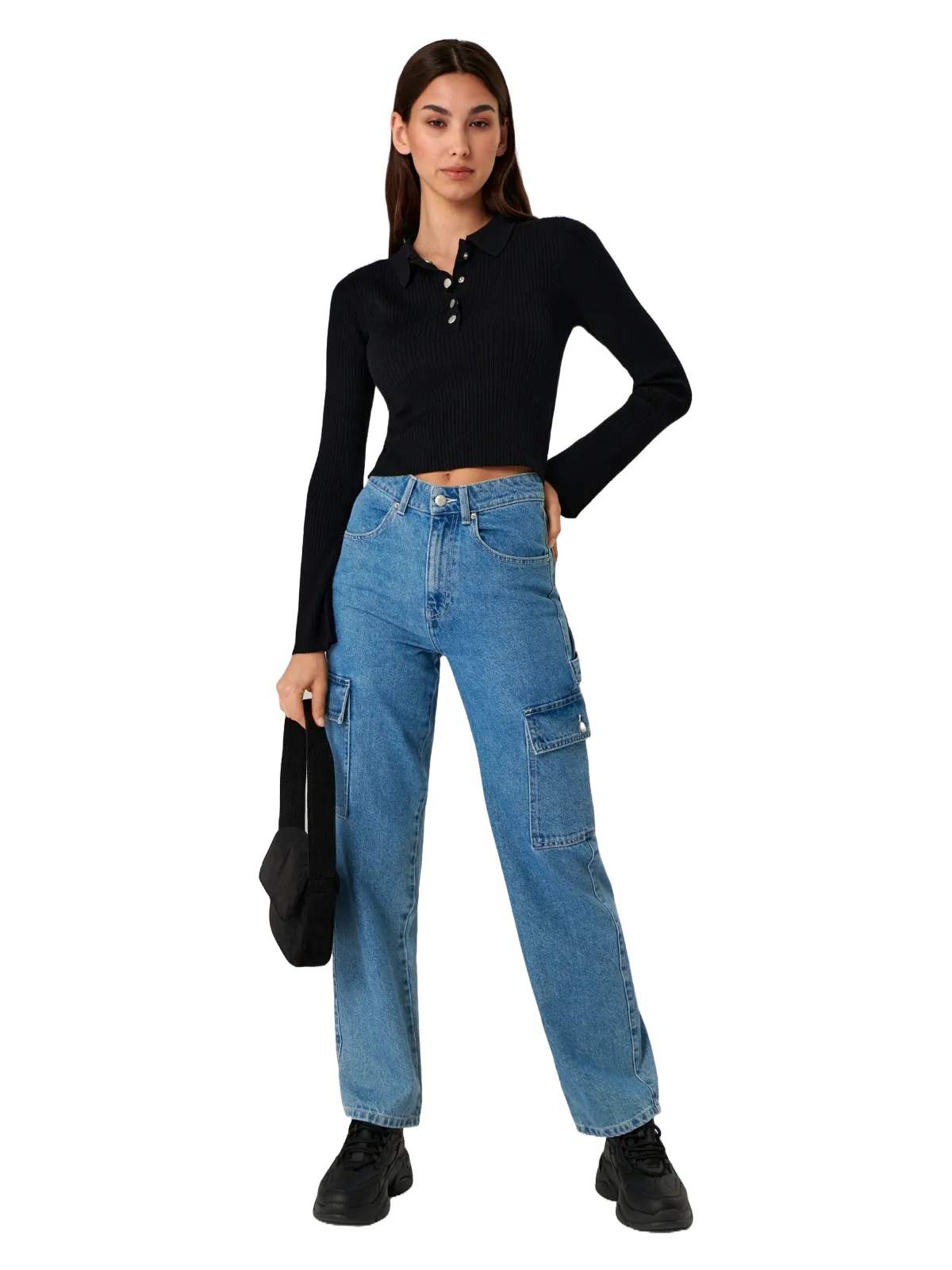 Blugi Sinsay EU 36 | Albastru, Lungi, Talie înaltă, Wide Leg fit, Bumbac