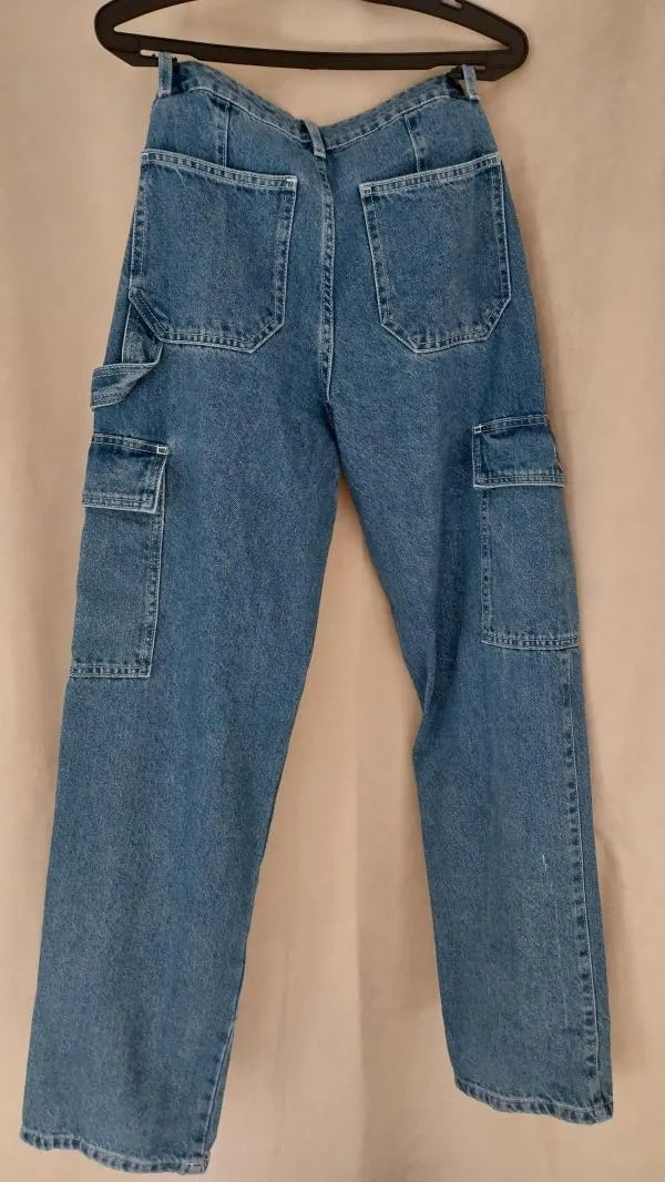 Blugi Sinsay EU 36 | Albastru, Lungi, Talie înaltă, Wide Leg fit, Bumbac - Image 7