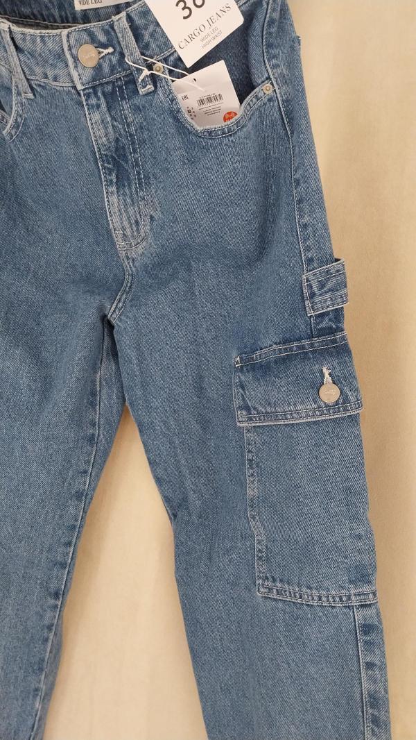 Blugi Sinsay EU 36 | Albastru, Lungi, Talie înaltă, Wide Leg fit, Bumbac - Image 9