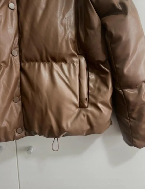 Geacă puffer Answear Lab EU 38 | Maro, Fără glugă, Piele ecologică - Image 3