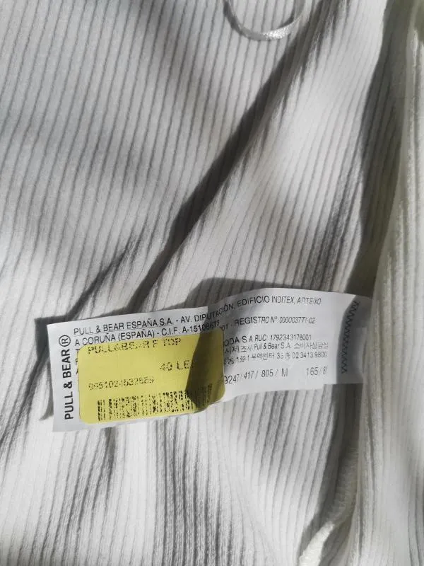 Top cropped Pull&Bear M | Alb, Cropped (Scurt), Mânecă scurtă, Petite, Design petrecut - Image 3