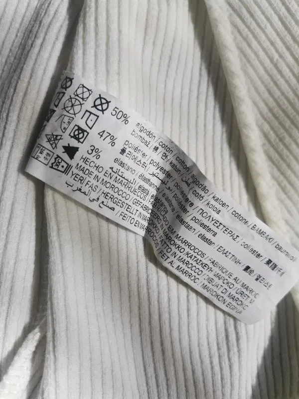 Top cropped Pull&Bear M | Alb, Cropped (Scurt), Mânecă scurtă, Petite, Design petrecut - Image 6