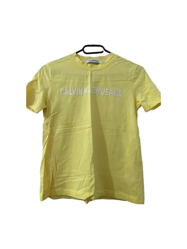 Tricou Calvin Klein XS | Galben, Normal, Mânecă scurtă, Logo