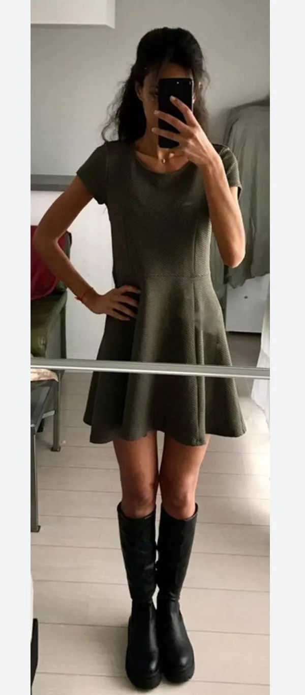 Rochie casual H&M EU 34 | Khaki, Midi - Image 3
