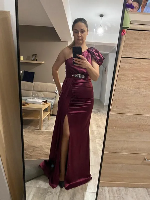 Rochie de ocazie DyFashion EU 38 | Mov, Maxi, Pe un umăr - Image 3