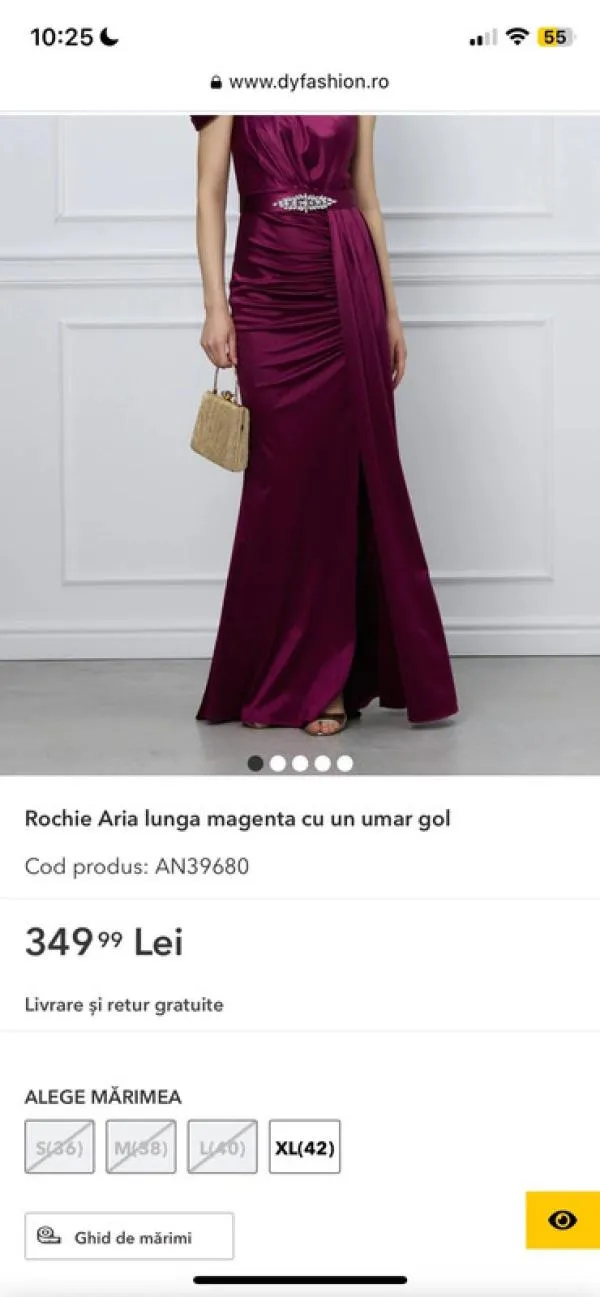 Rochie de ocazie DyFashion EU 38 | Mov, Maxi, Pe un umăr - Image 2