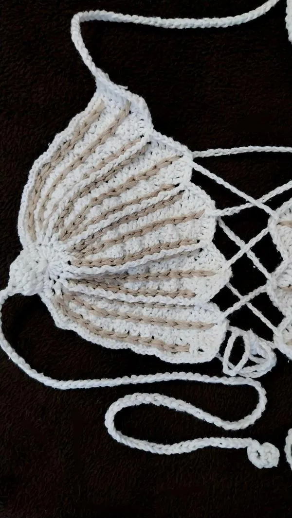 Sutien bikini Marebe EU 36 | Alb, Broderie, Bumbac - Image 10