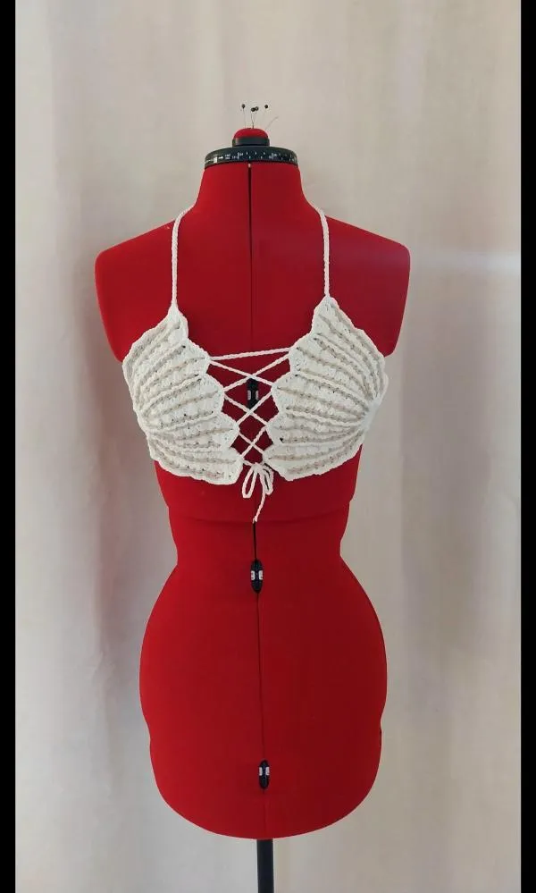 Sutien bikini Marebe EU 36 | Alb, Broderie, Bumbac - Image 2