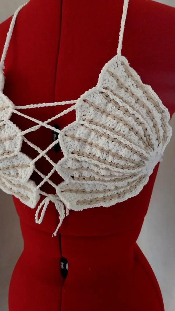 Sutien bikini Marebe EU 36 | Alb, Broderie, Bumbac - Image 3