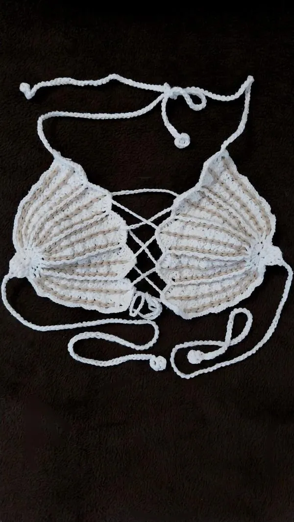Sutien bikini Marebe EU 36 | Alb, Broderie, Bumbac - Image 6