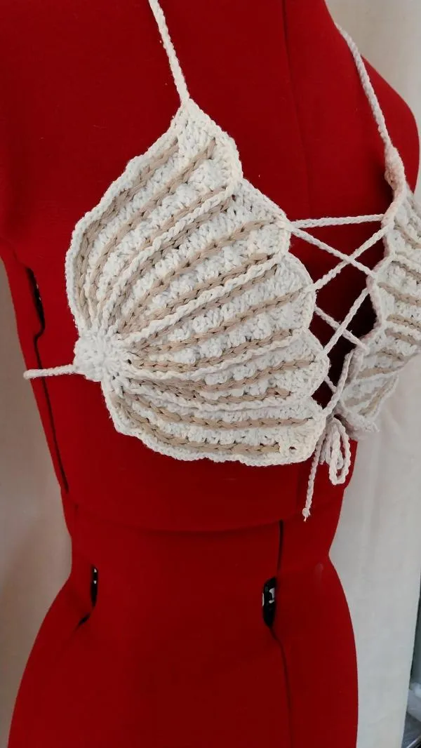 Sutien bikini Marebe EU 36 | Alb, Broderie, Bumbac - Image 4