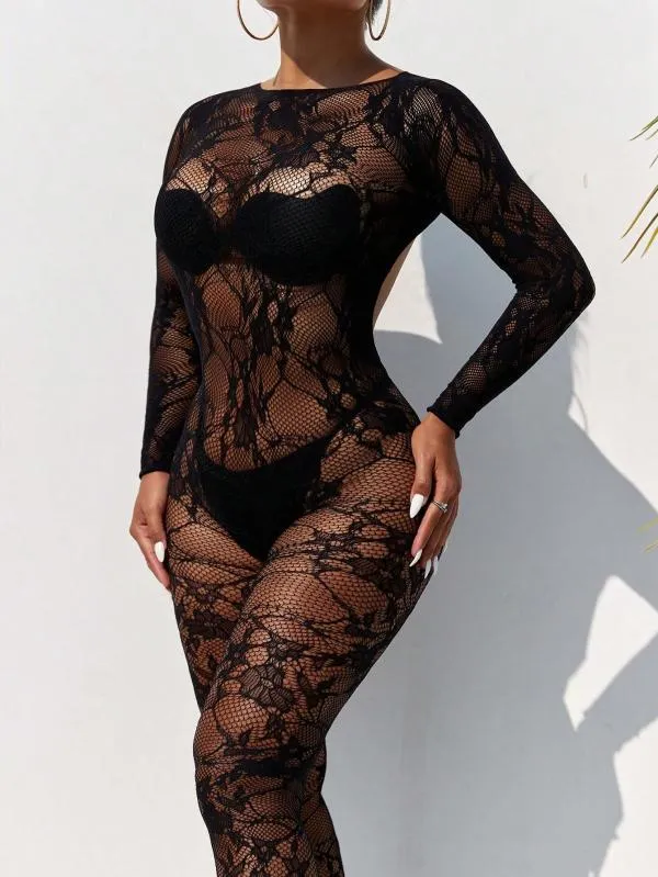 Body sexy transparent Shein XS | Negru, Dantelă - Image 2