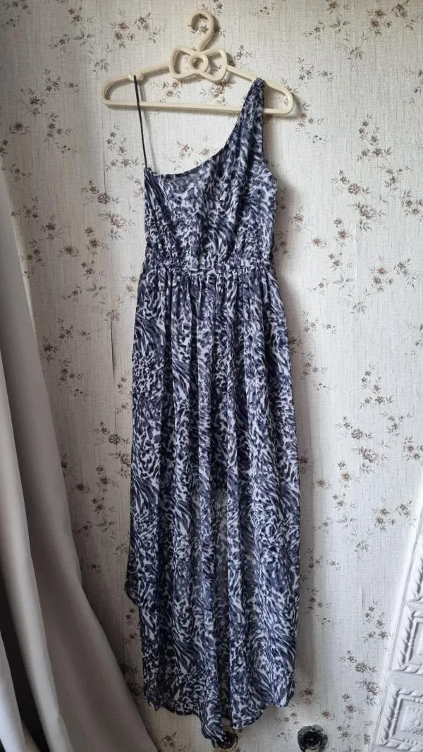 Rochie de seară Mango EU 34 | Gri, Midi, Pe un umăr, Abstract & Color Block, Poliester - Image 5