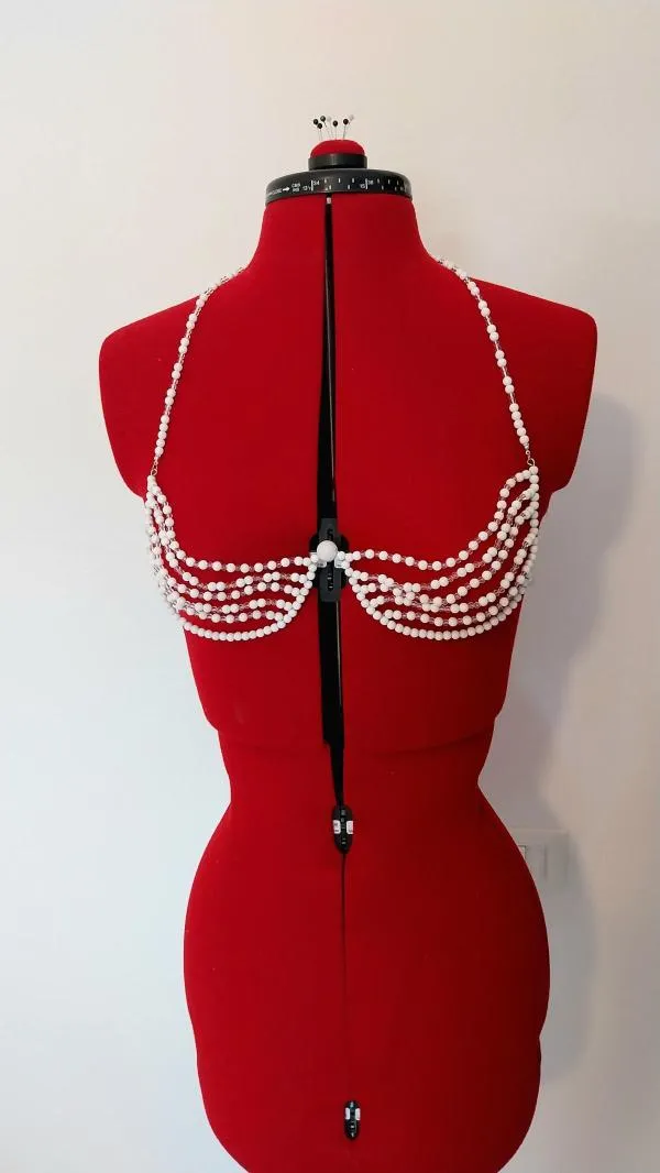 Top cu mărgele Marebe Art Atelier S | Alb, Normal, Bretele subțiri - Image 2