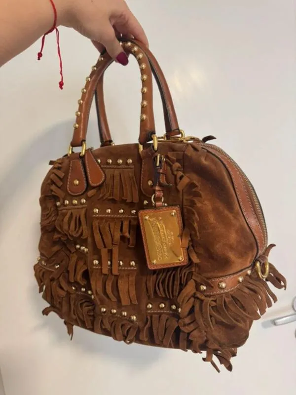 Geantă de mână Dolce & Gabbana | Maro, Piele întoarsă Suede