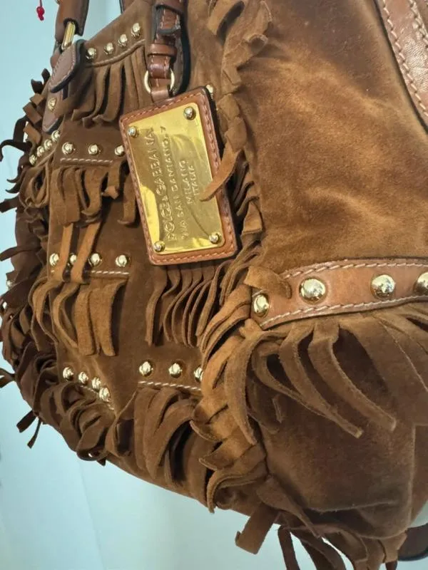 Geantă de mână Dolce & Gabbana | Maro, Piele întoarsă Suede - Image 3
