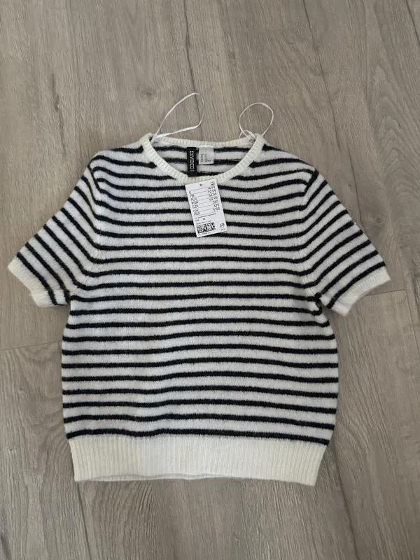 Top tricot cu dungi H&M XS | Alb, Normal, Mânecă scurtă - Image 6