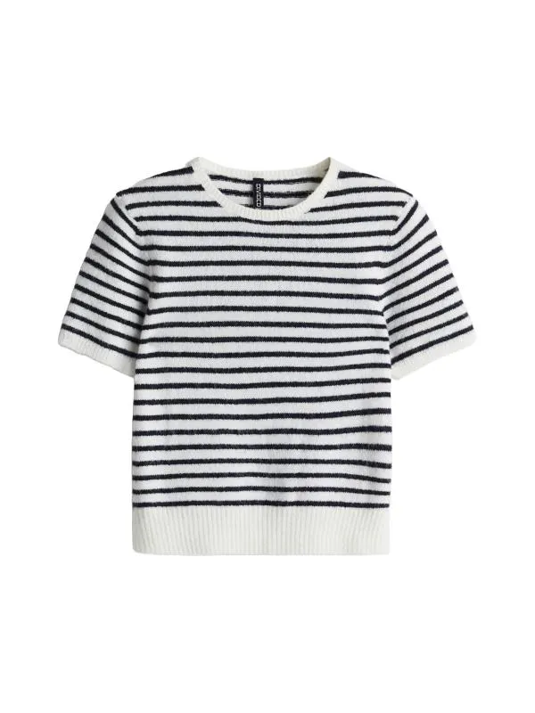 Top tricot cu dungi H&M XS | Alb, Normal, Mânecă scurtă