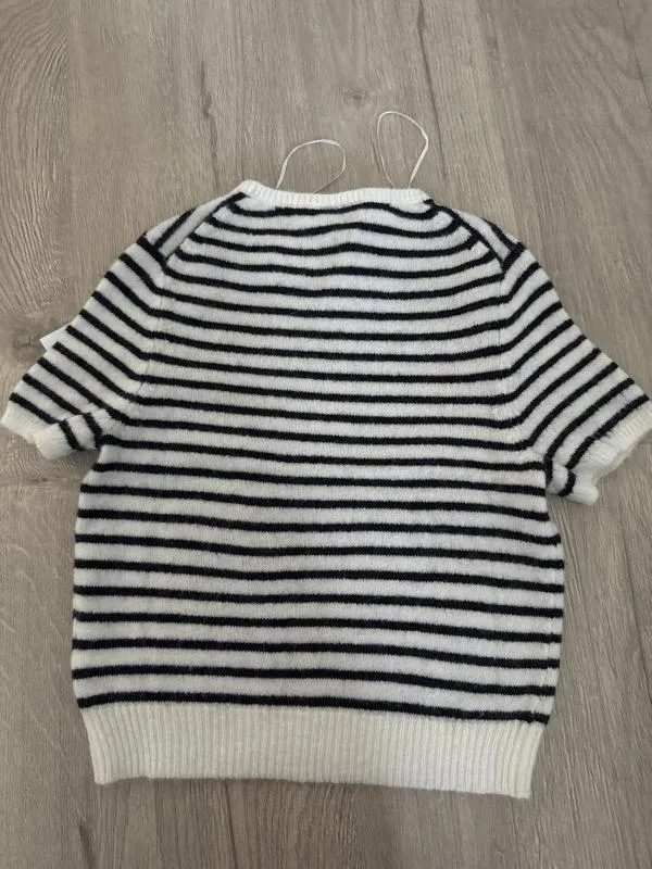 Top tricot cu dungi H&M XS | Alb, Normal, Mânecă scurtă - Image 7
