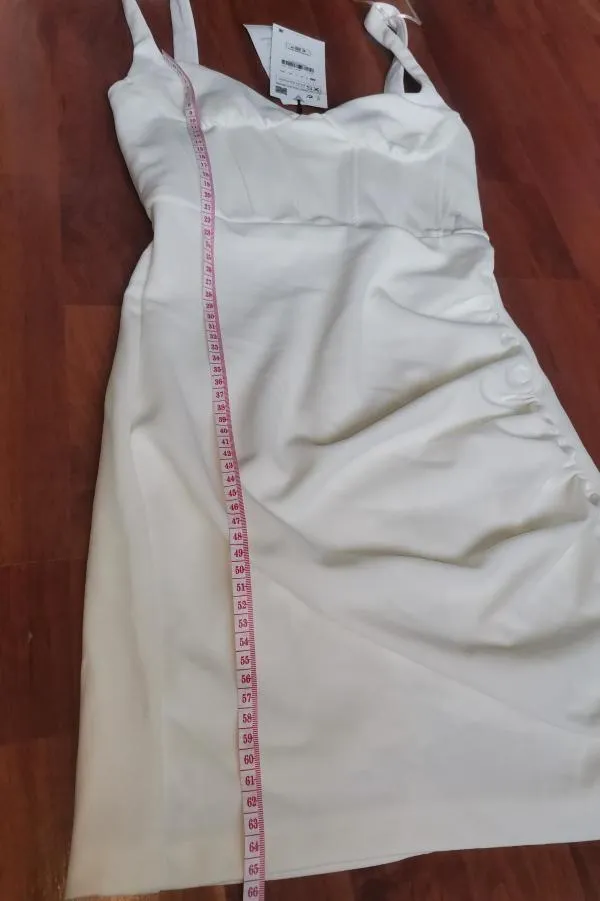 Rochie mulată Zara XS | Alb, Mini, Bretele subțiri - Image 5