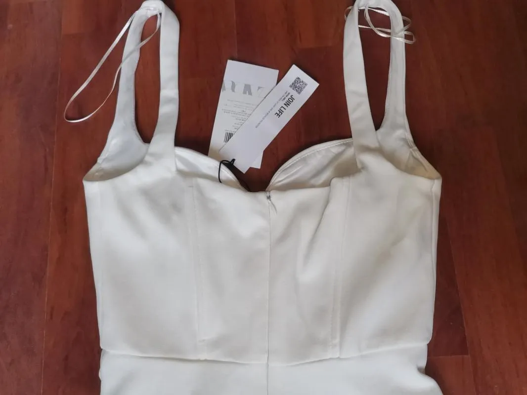 Rochie mulată Zara XS | Alb, Mini, Bretele subțiri - Image 6