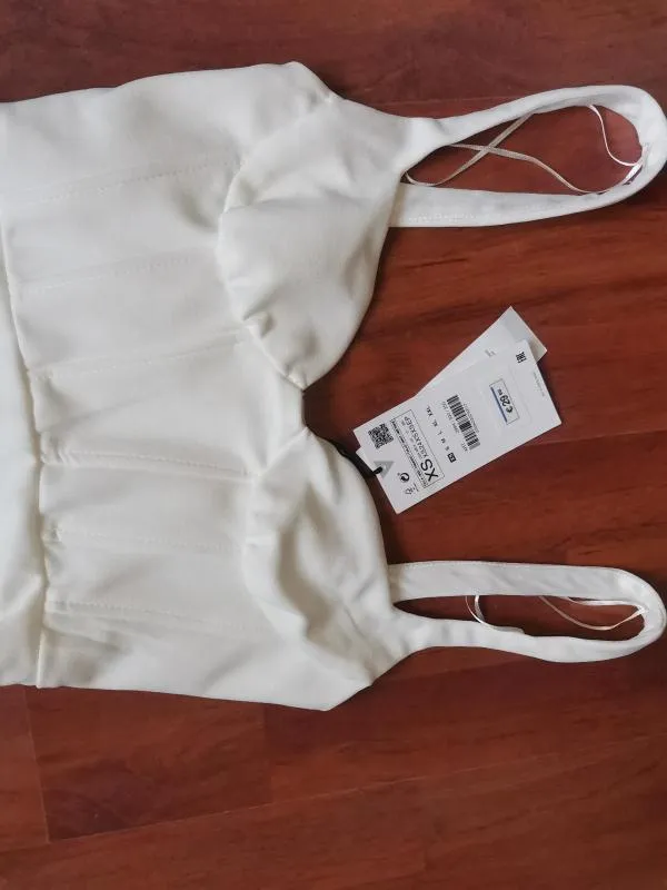 Rochie mulată Zara XS | Alb, Mini, Bretele subțiri - Image 7