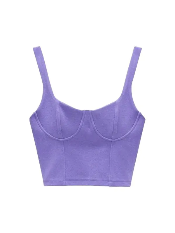 Top cropped Zara S | Mov, Cropped (Scurt), Bretele subțiri