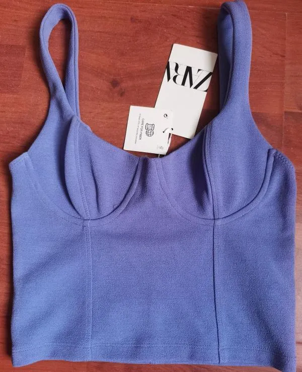 Top cropped Zara S | Mov, Cropped (Scurt), Bretele subțiri - Image 3