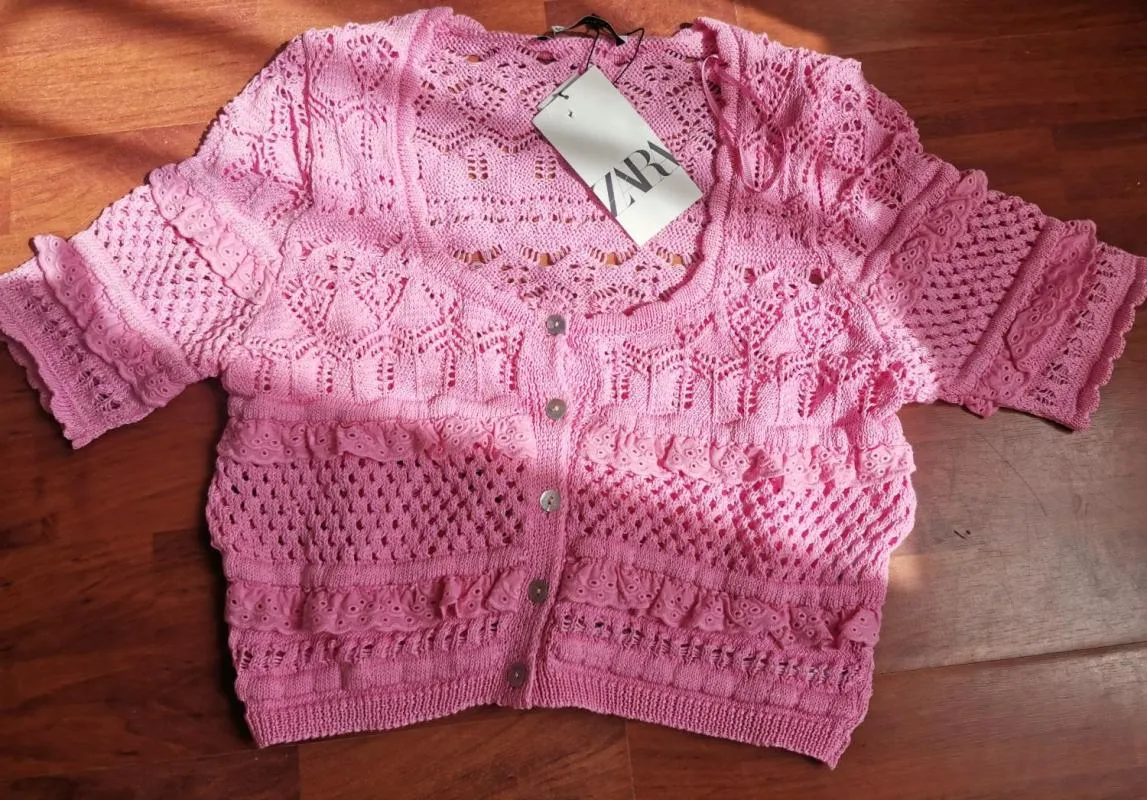 Cardigan de vară Zara S | Roz, Normal, Mânecă scurtă - Image 4