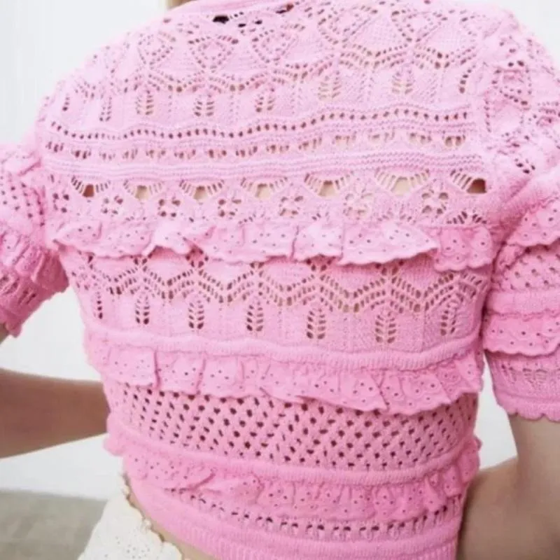 Cardigan de vară Zara S | Roz, Normal, Mânecă scurtă - Image 2
