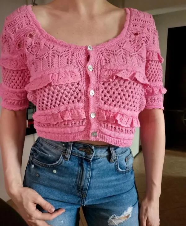 Cardigan de vară Zara S | Roz, Normal, Mânecă scurtă - Image 3