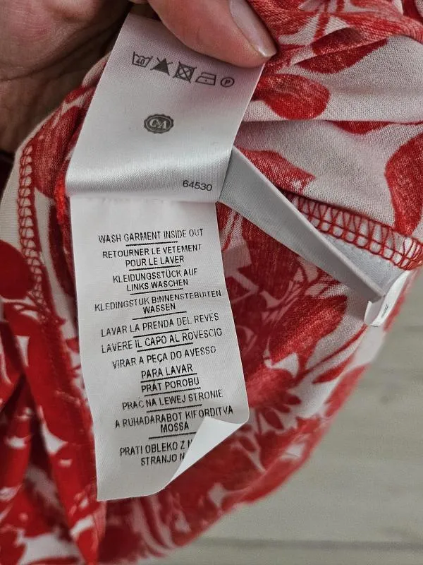 Tricou Yessica M | Roșu, Normal, Mânecă scurtă, Floral & Tropical, Vâscoză - Image 5