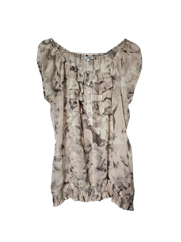 Tricou Valleygirl UK 8 | Bej, Normal, Mânecă scurtă, Abstract & Color Block, Transparent, Poliester
