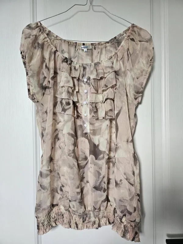 Tricou Valleygirl UK 8 | Bej, Normal, Mânecă scurtă, Abstract & Color Block, Transparent, Poliester - Image 2