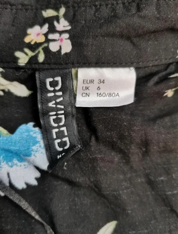 Cămașă H&M EU 34 | Negru, Normal, Mânecă trei sferturi, Floral & Tropical, Vâscoză - Image 4
