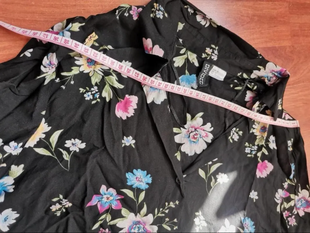 Cămașă H&M EU 34 | Negru, Normal, Mânecă trei sferturi, Floral & Tropical, Vâscoză - Image 5