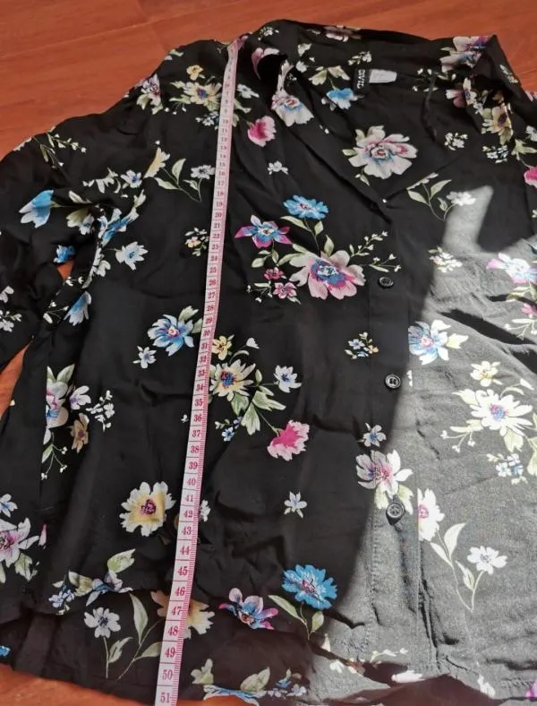 Cămașă H&M EU 34 | Negru, Normal, Mânecă trei sferturi, Floral & Tropical, Vâscoză - Image 6