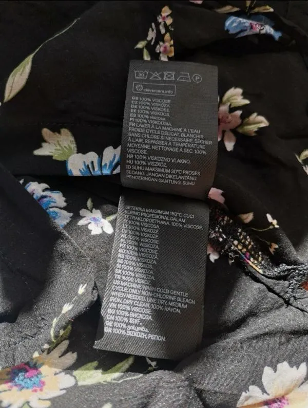 Cămașă H&M EU 34 | Negru, Normal, Mânecă trei sferturi, Floral & Tropical, Vâscoză - Image 7