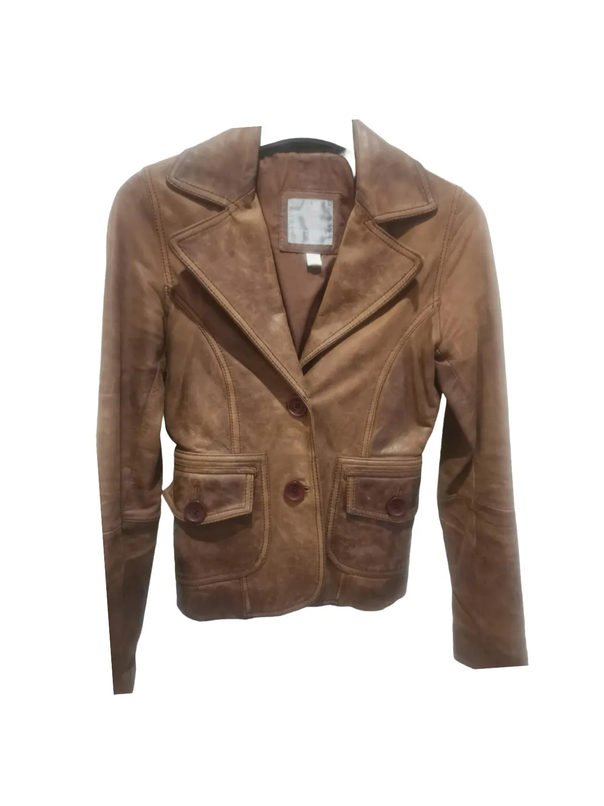 Geacă din piele Amisu EU 34 | Caramel, Piele naturală