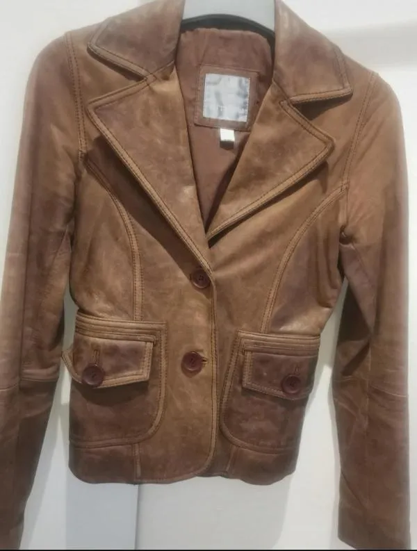 Geacă din piele Amisu EU 34 | Caramel, Piele naturală - Image 2