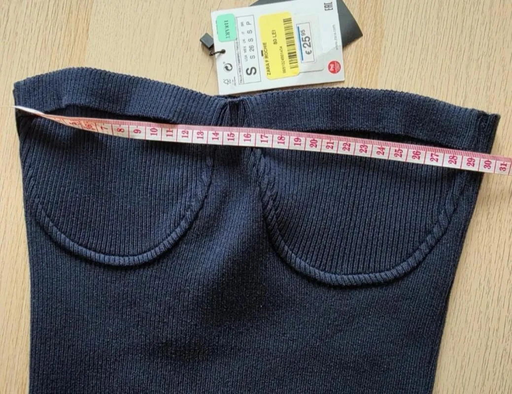 Rochie mulată Zara S | Bleumarin, Mini, Cu umerii goi - Image 4