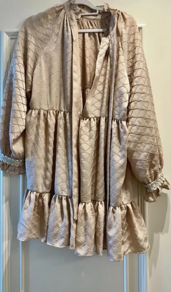 Rochie de ocazie EU 40 | Caramel, Midi, Mânecă lungă, Poliester - Image 2