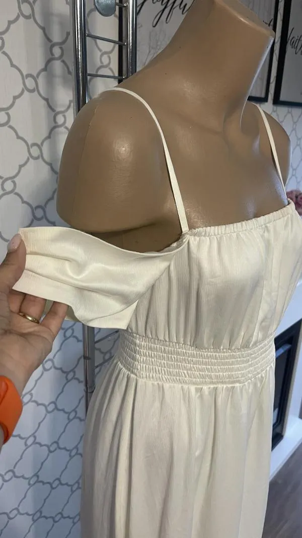 Rochie de vară Pamela x NA-KD EU 38 | Alb, Maxi, Bretele subțiri - Image 4