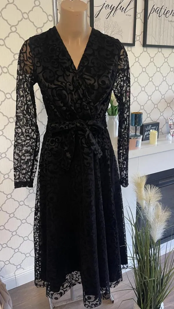 Rochie casual Meddesa EU 38 | Negru, Midi, Mânecă lungă - Image 2