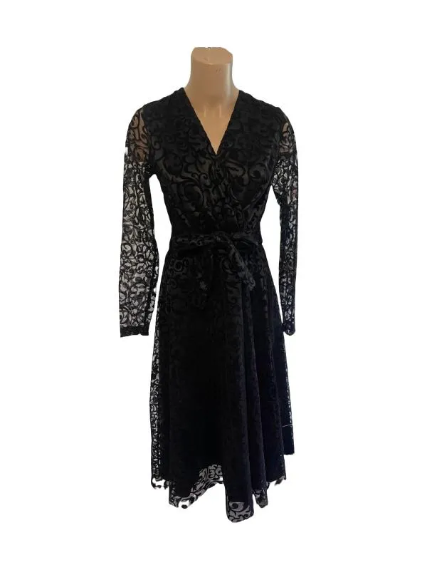 Rochie casual Meddesa EU 38 | Negru, Midi, Mânecă lungă