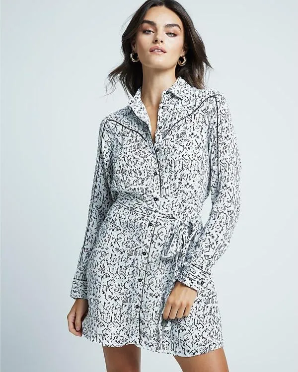 Rochie casual River Island EU 40 | Alb, Mini, Mânecă lungă, Vâscoză - Image 2